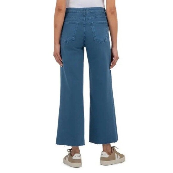 KUT From The Kloth Jeans Marine High-Rise Fab Ab Wide Leg Raw Hem Sz 12 NWT - Picture 10 of 14